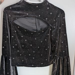 Cider Black velvet long sleeves top